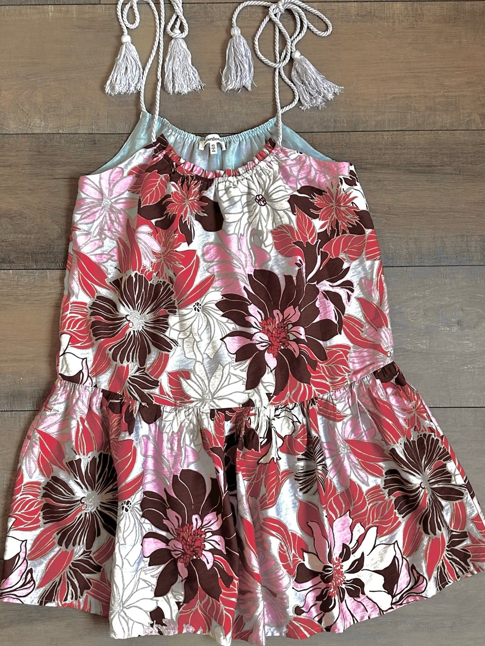 Floral Boho Mini Dress Festival Tropical Summer Sundress XS
